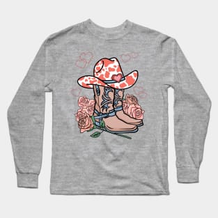 Cowgirl Boots Hat Valentine Long Sleeve T-Shirt